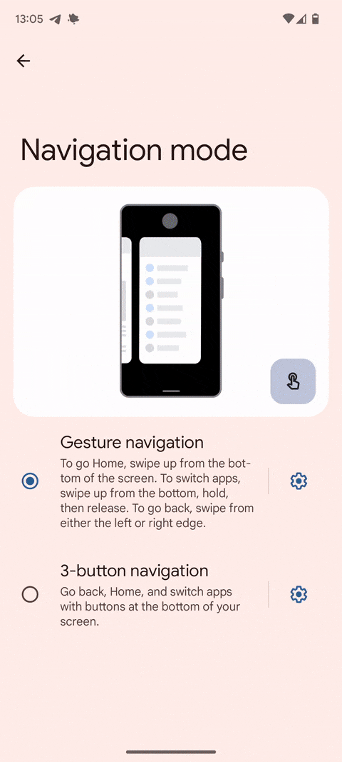 Animation showing Android 14's new gesture navigation home tutorial