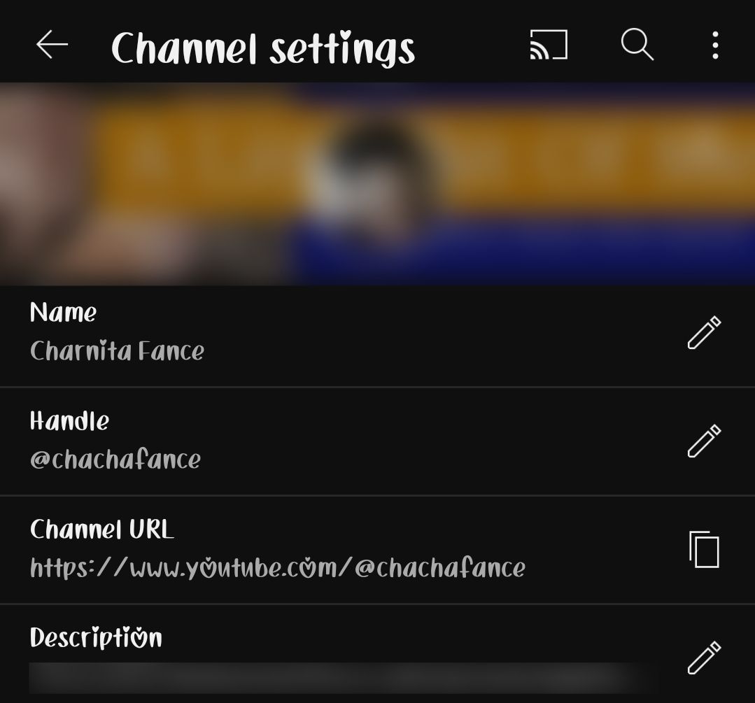Edit your YouTube channel name, handle, and description in the app