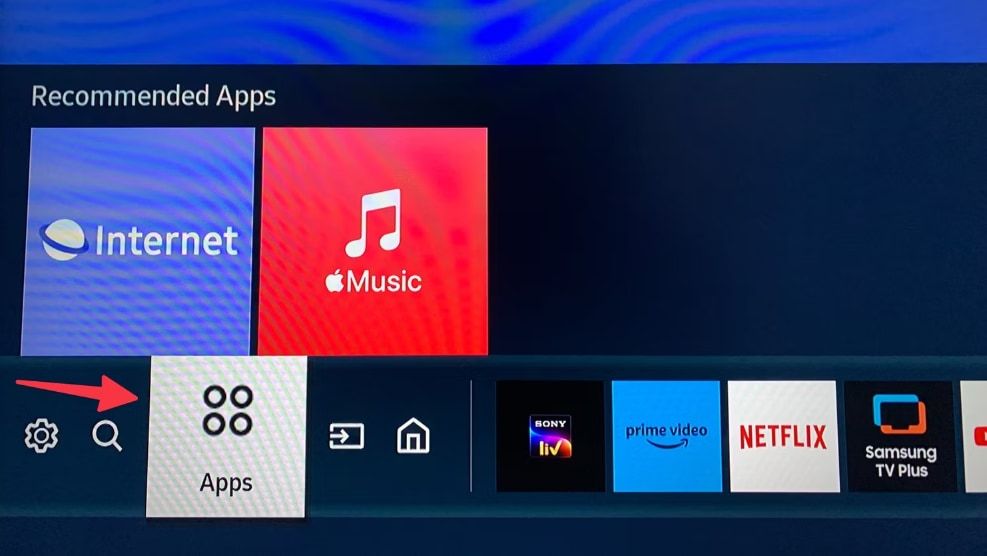 Apps option on Samsung TV