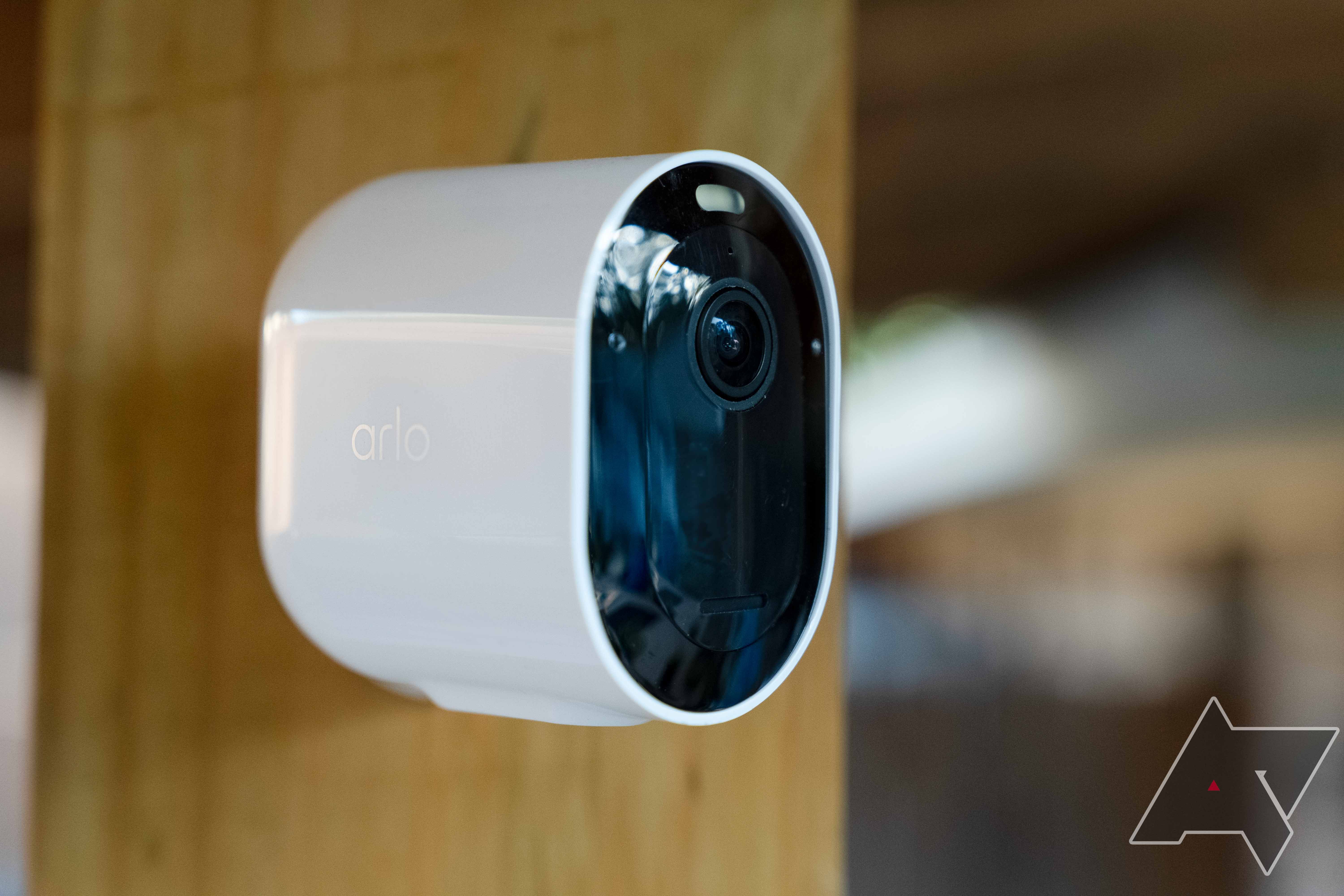 45-degree-profile image of the Arlo Pro 4 showing the front and side of the camera