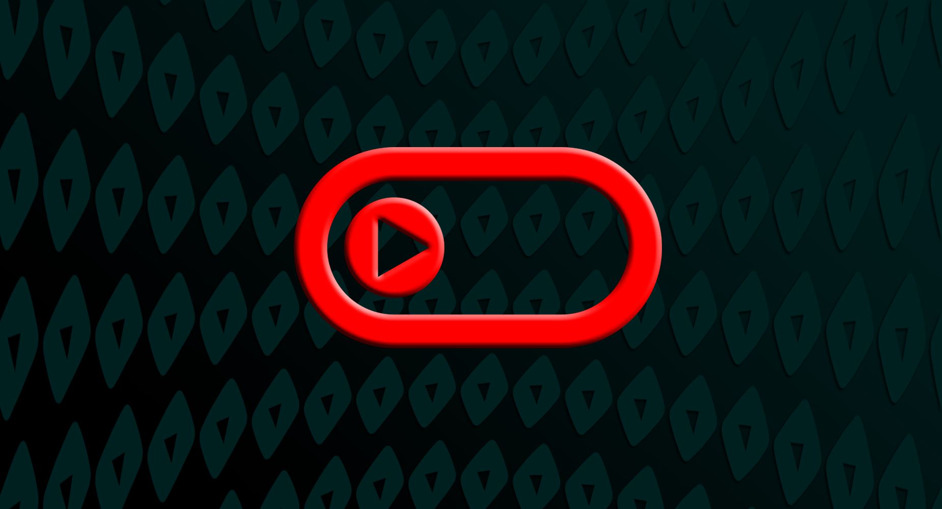 A red YouTube autoplay icon against a textured black background. 