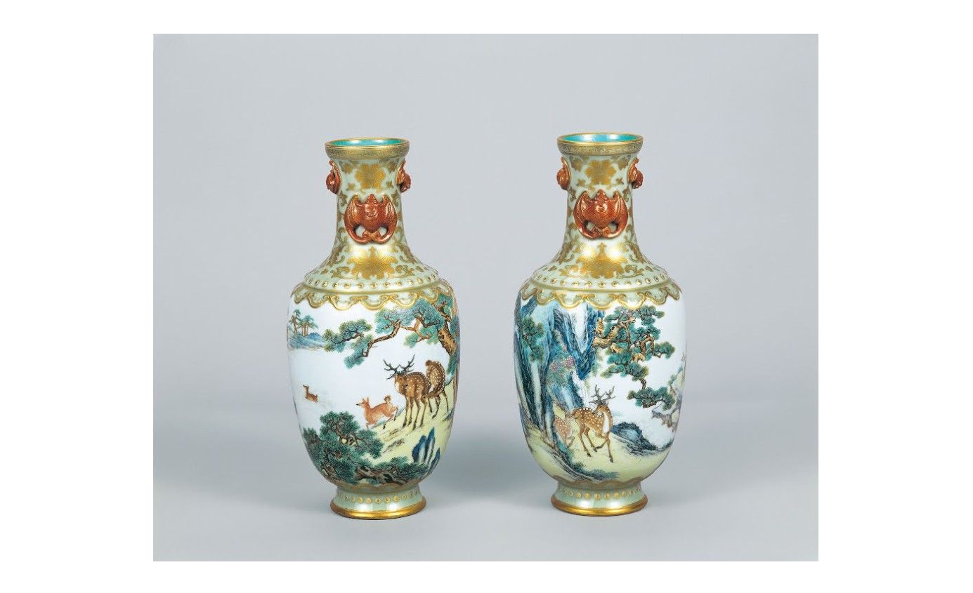 Japanese artifacts: Bottles with Pine and Deer