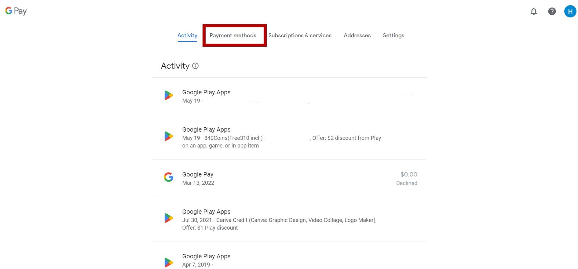 Google Pay homepage