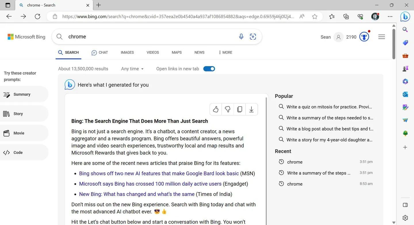 Bing Briefly Faked An Ai Response When Searching For Google Chrome Bing Briefly Faked An Ai Response When Searching For Google Chrome