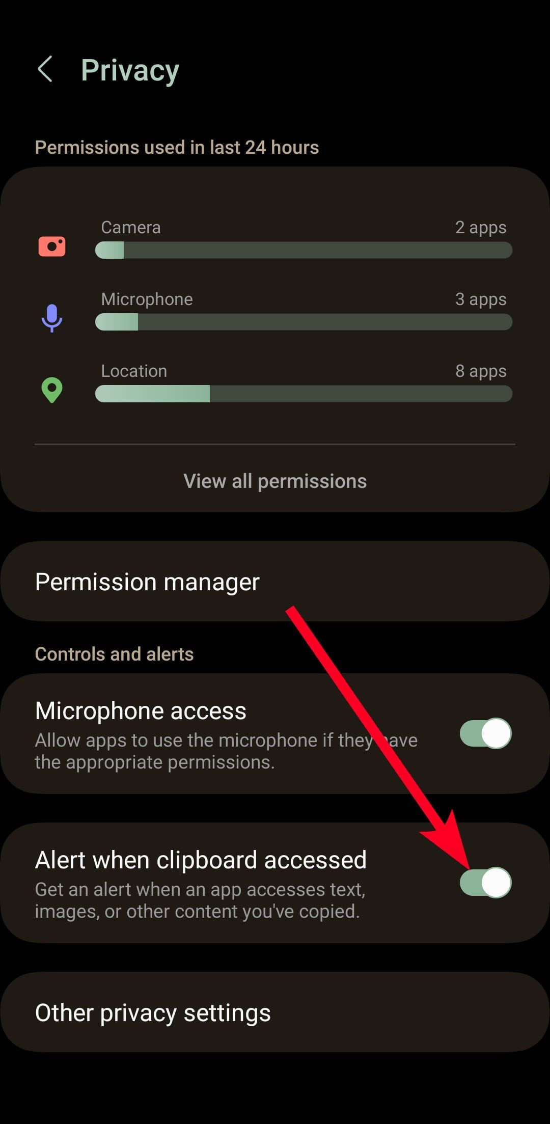 Enabling clipboard alert on Android phone