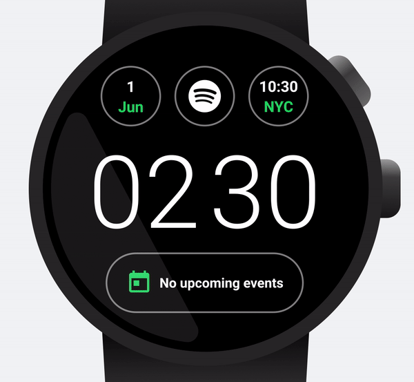 Animation showing the new Spotify features for WearOS