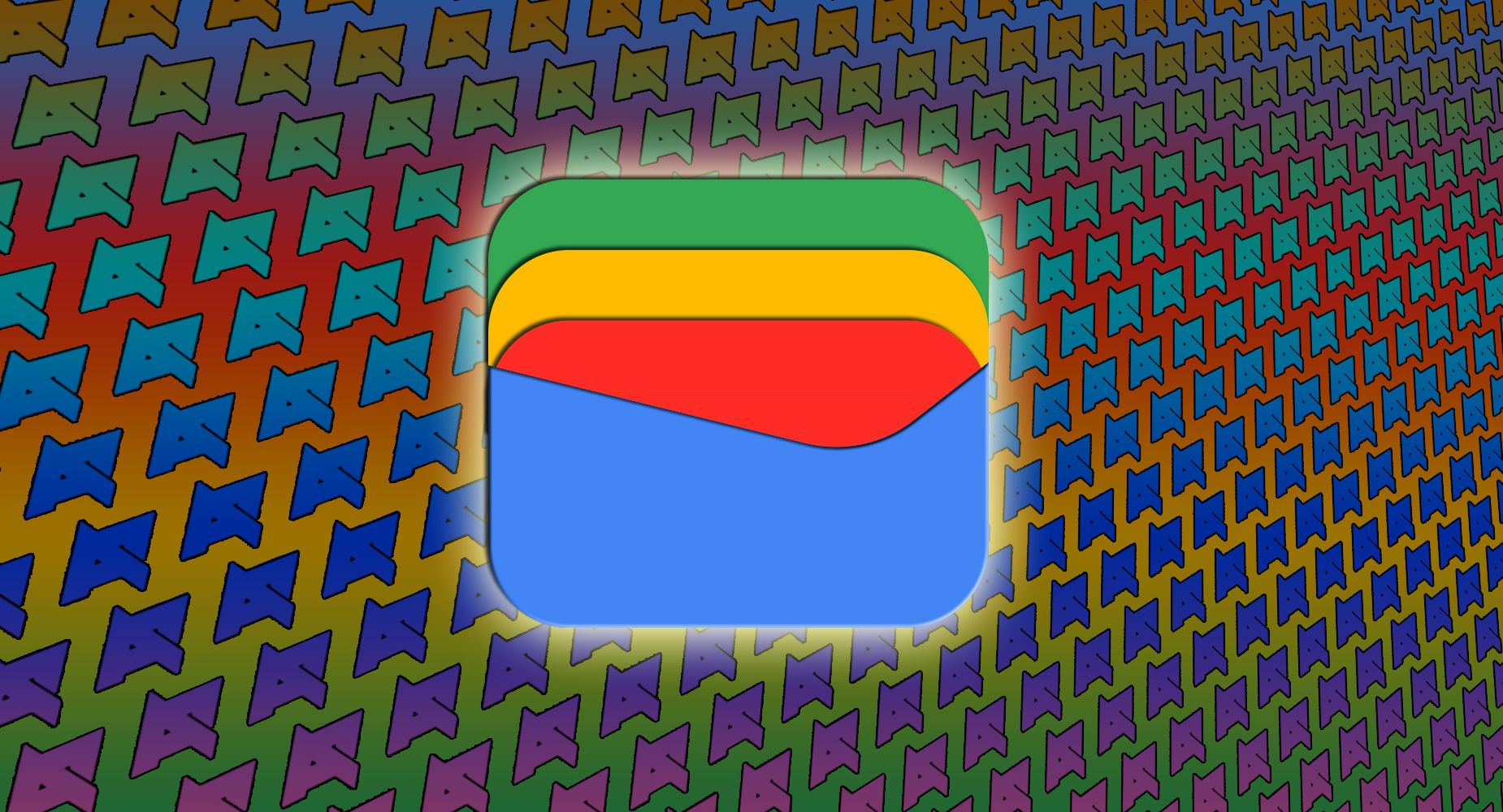 The Google Wallet logo on top of a multi-color background of Android Police logos.