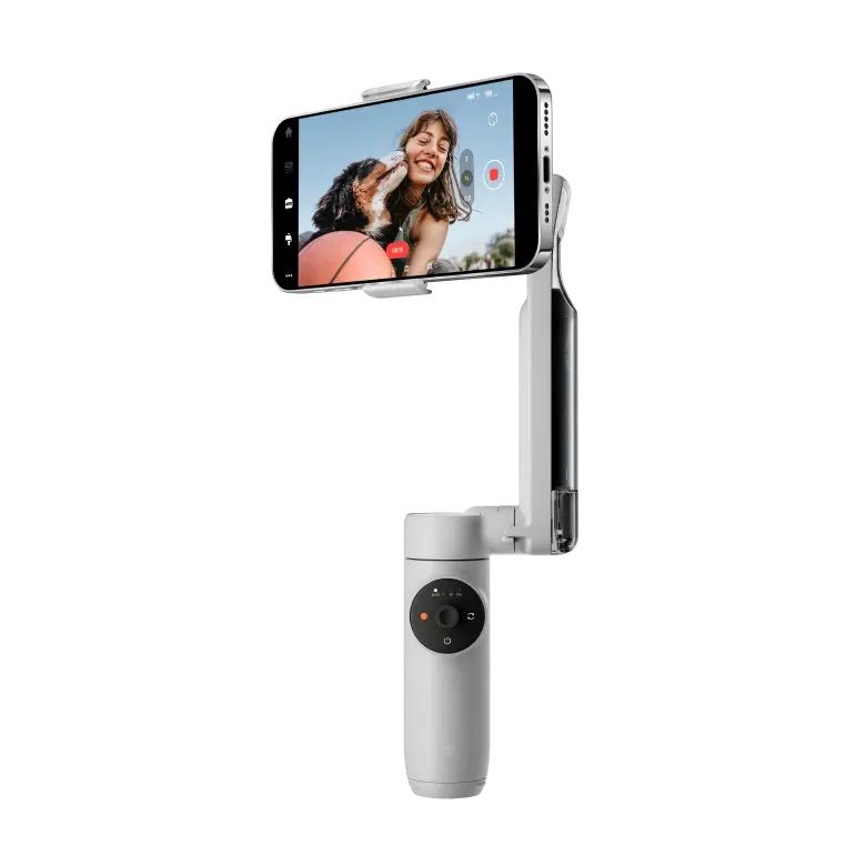 insta360 flow square with cellphone on a white background