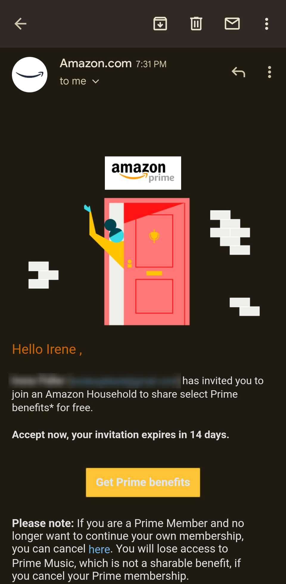 Amazon Prime Invitation