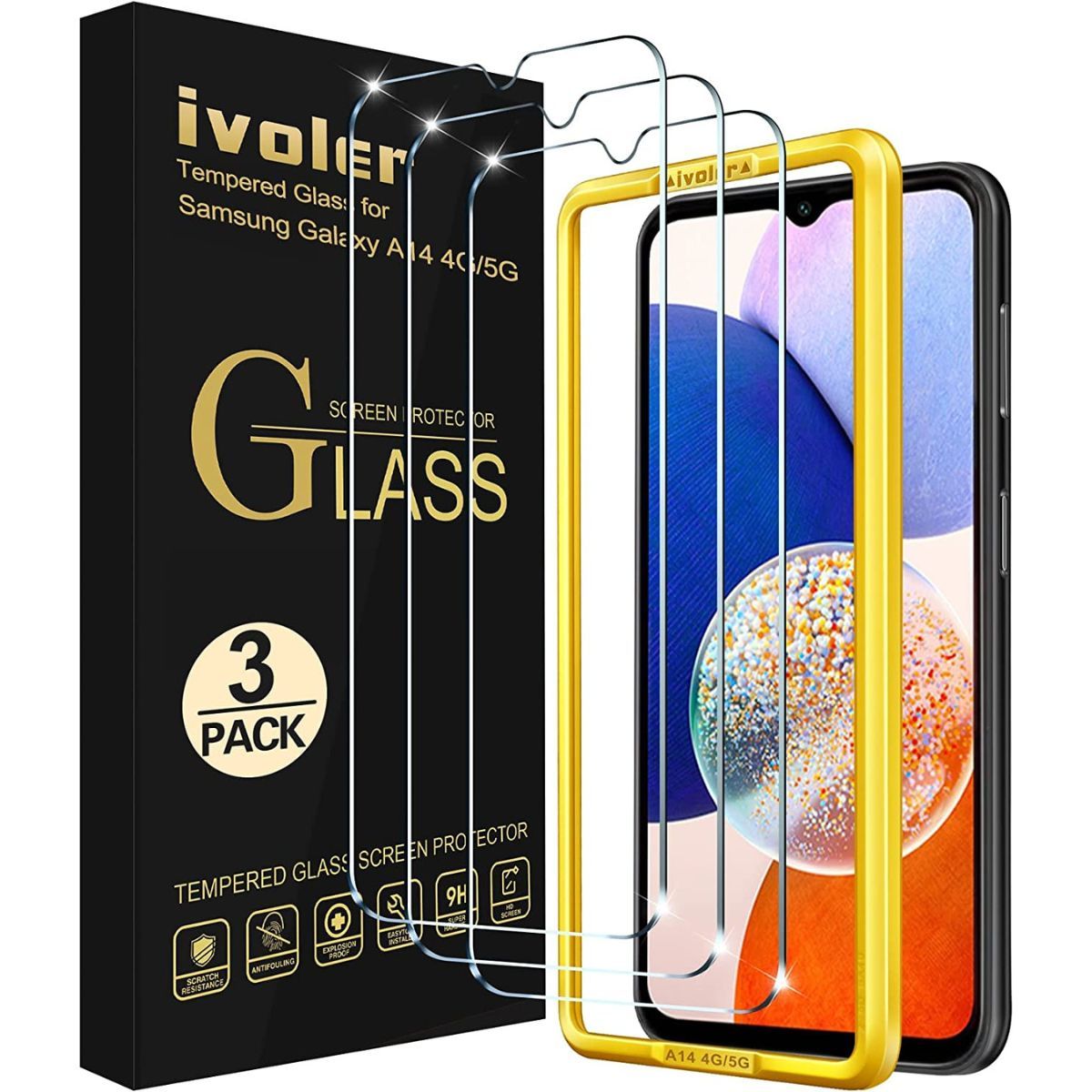 Ivoler Tempered Glass for Samsung Galaxy A14