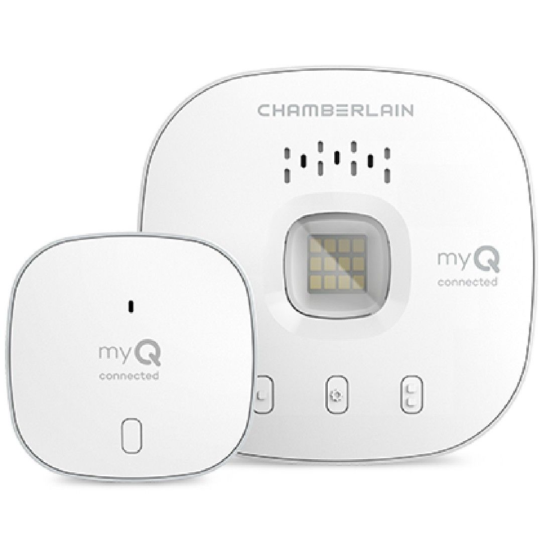 Chamberlain myQ Smart Garage Control, front view overlayed components