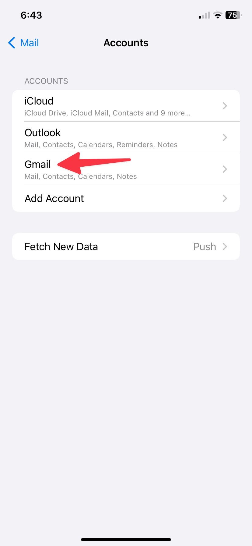 Select the Gmail tab on your iPhone