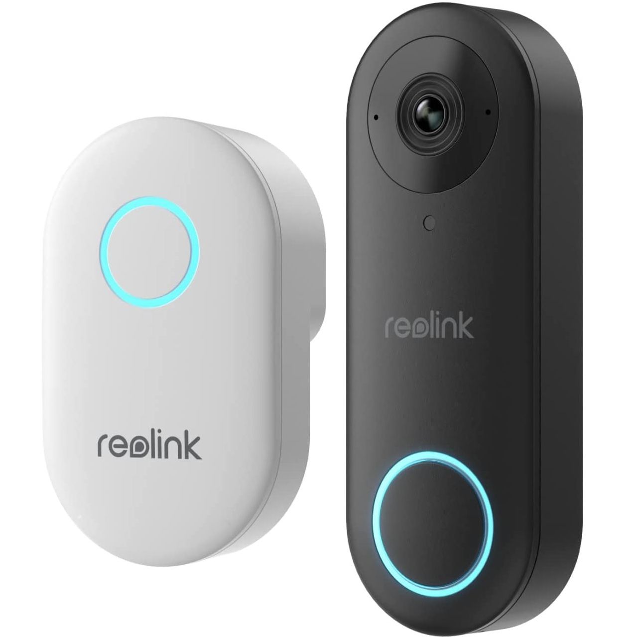 Reolink Video Doorbell Wi-Fi and indoor chime against a white background