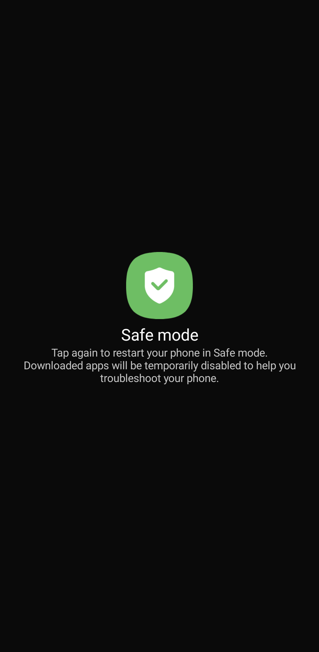 Safe mode restart option on Android phone