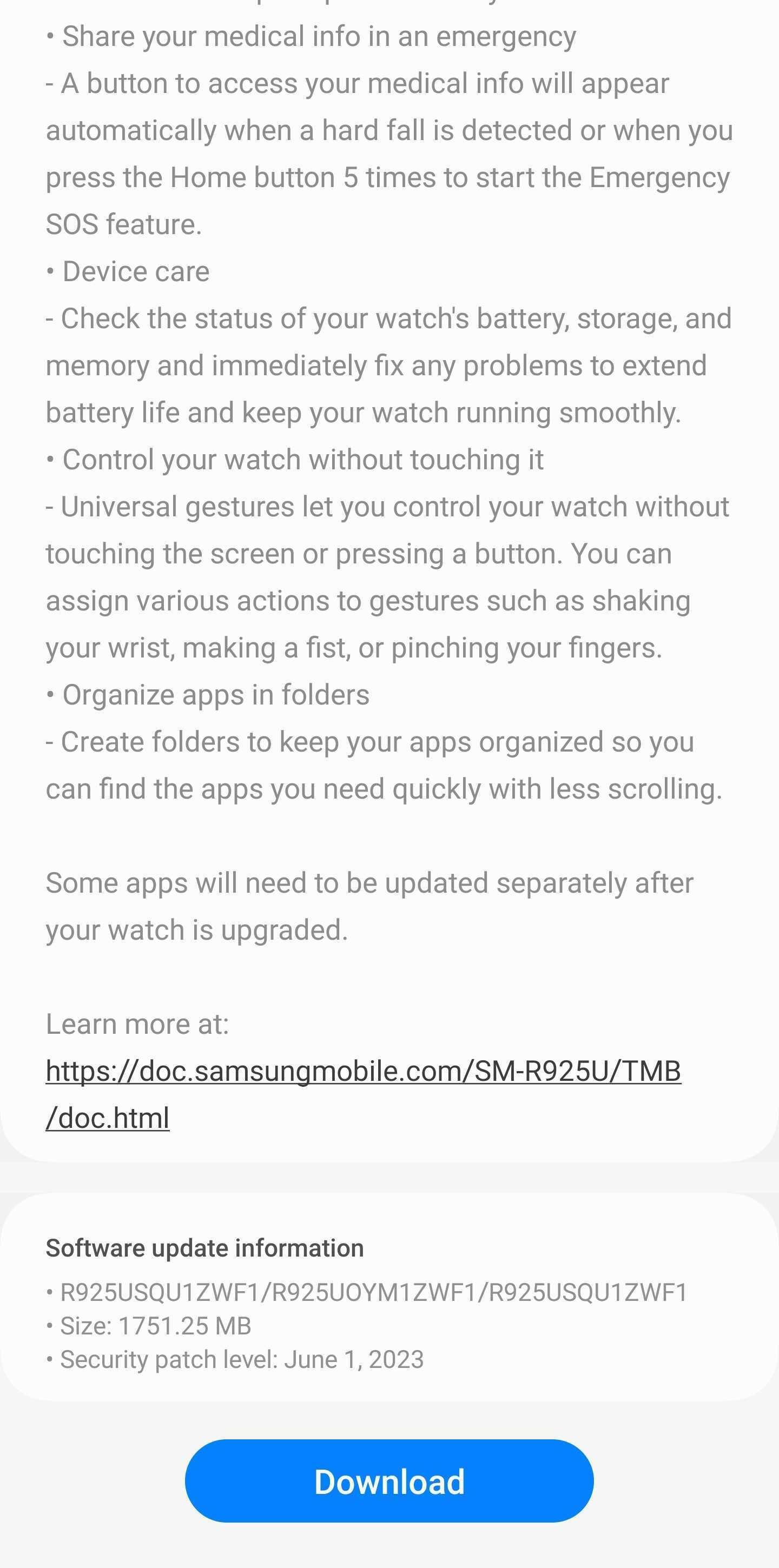 Samsung One UI 5 watch beta release notes