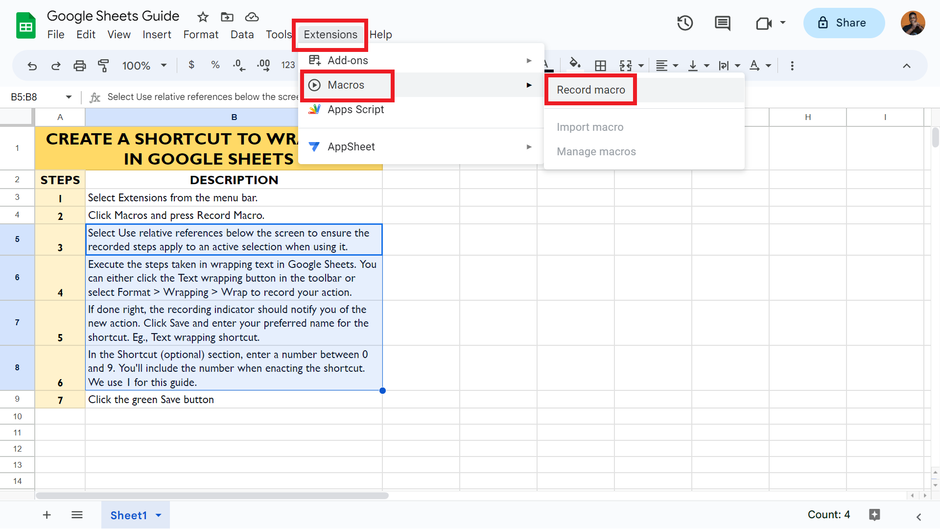 Google sheets how to wrap text in cells