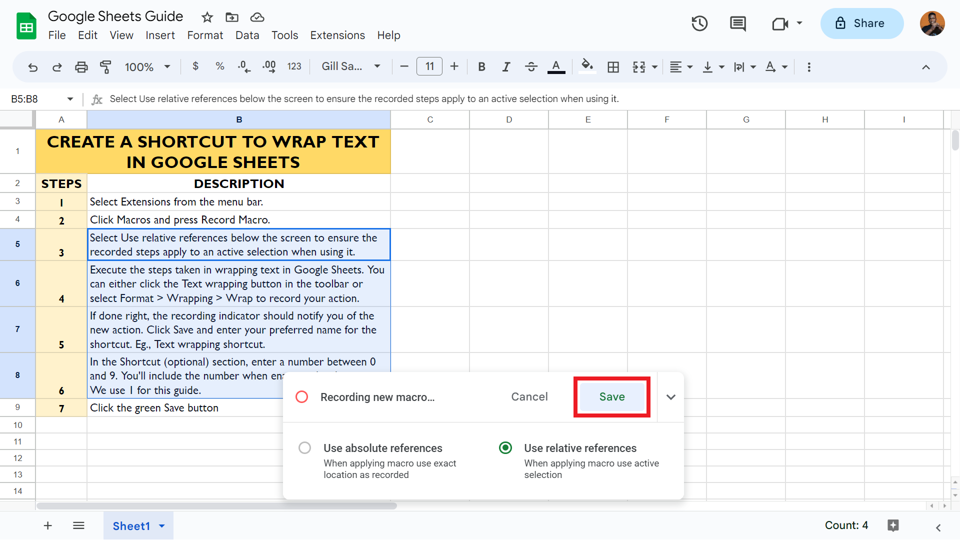 Google Sheets: How to wrap text in cells