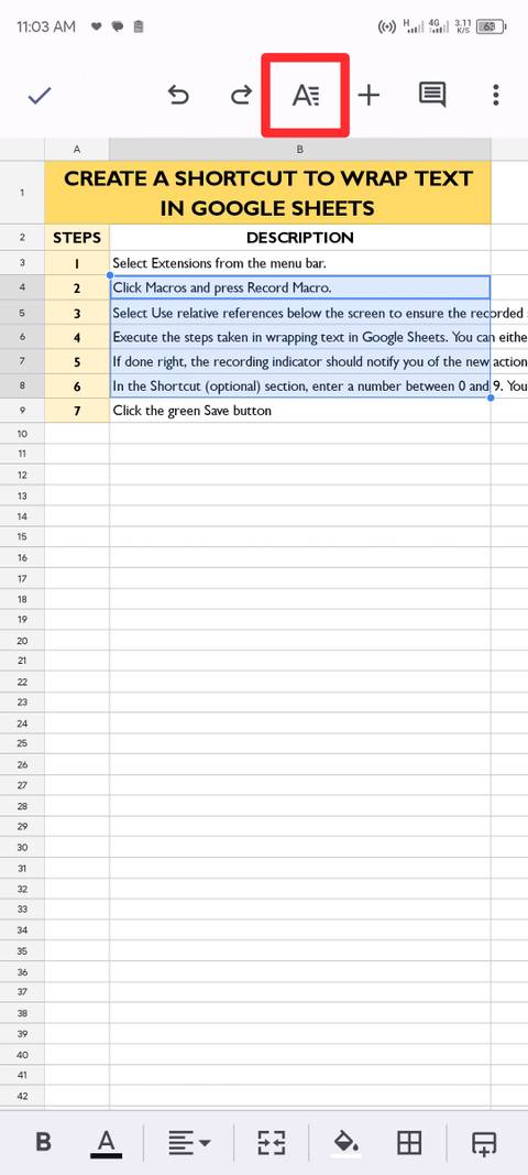 Google Sheets: How to wrap text in cells