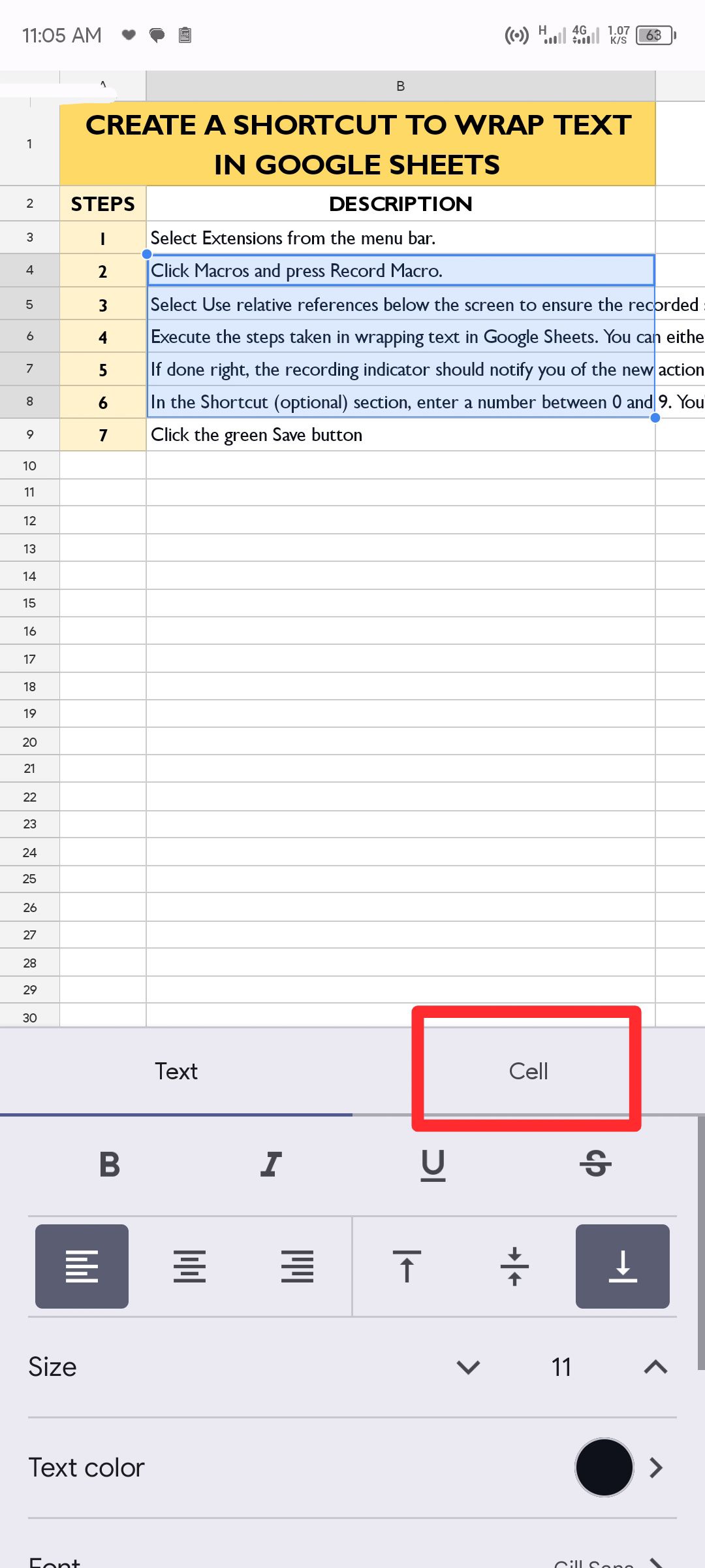 Google Sheets: How to wrap text in cells