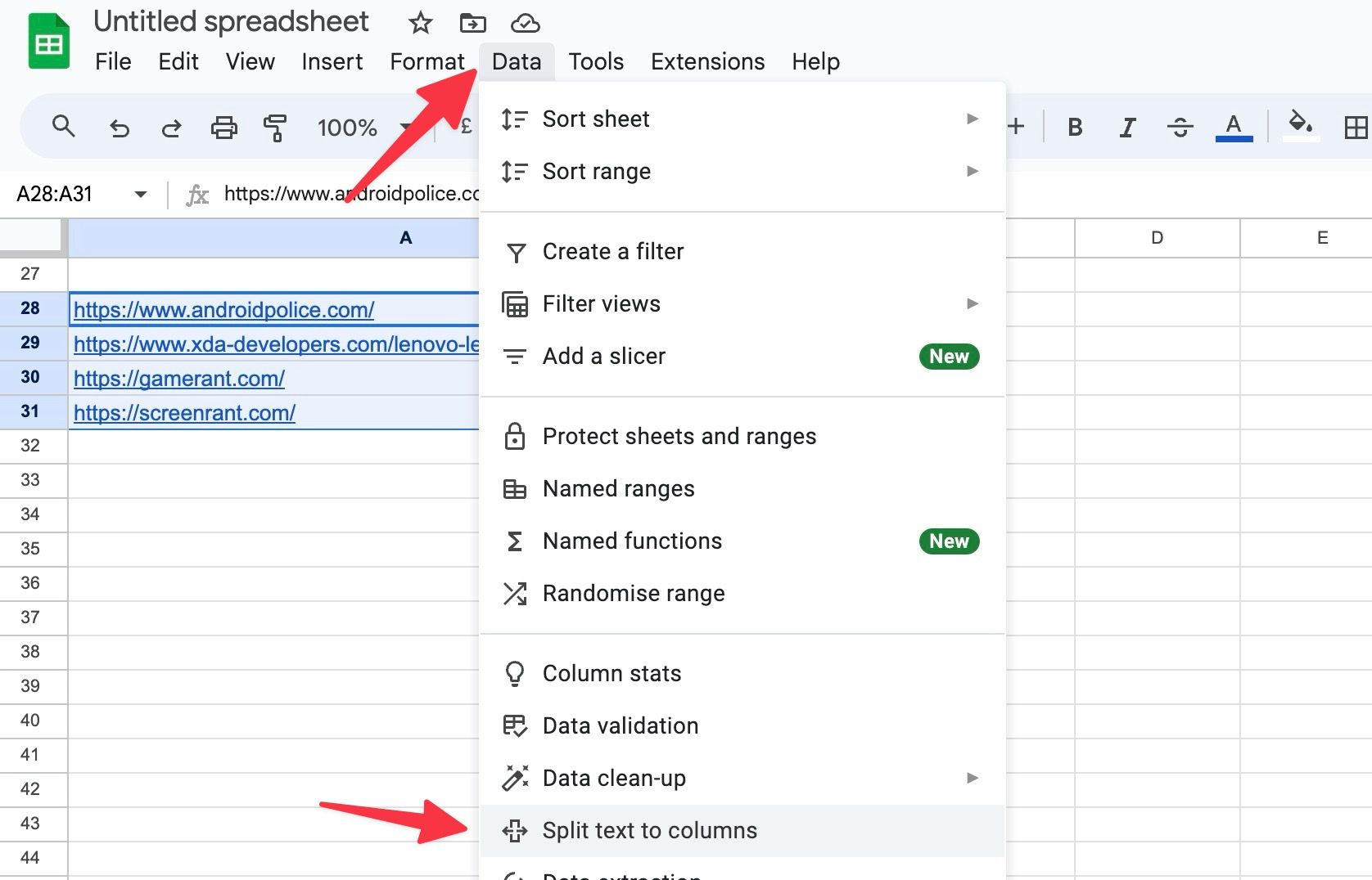 split text to columns google sheets custom