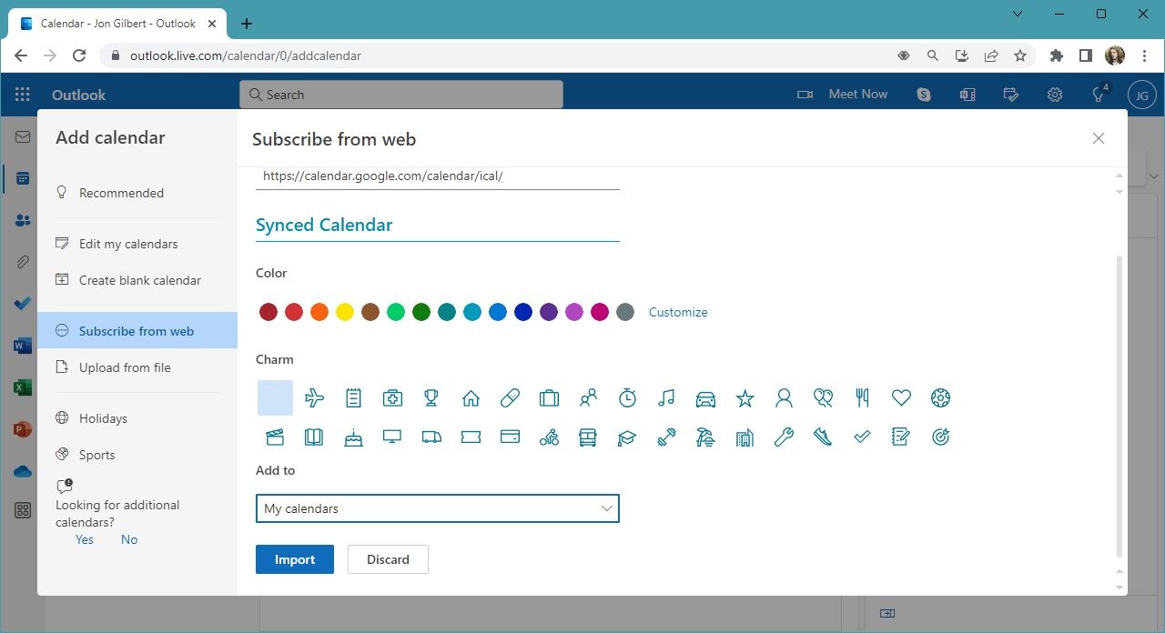 How to add or sync your Google Calendar with Outlook