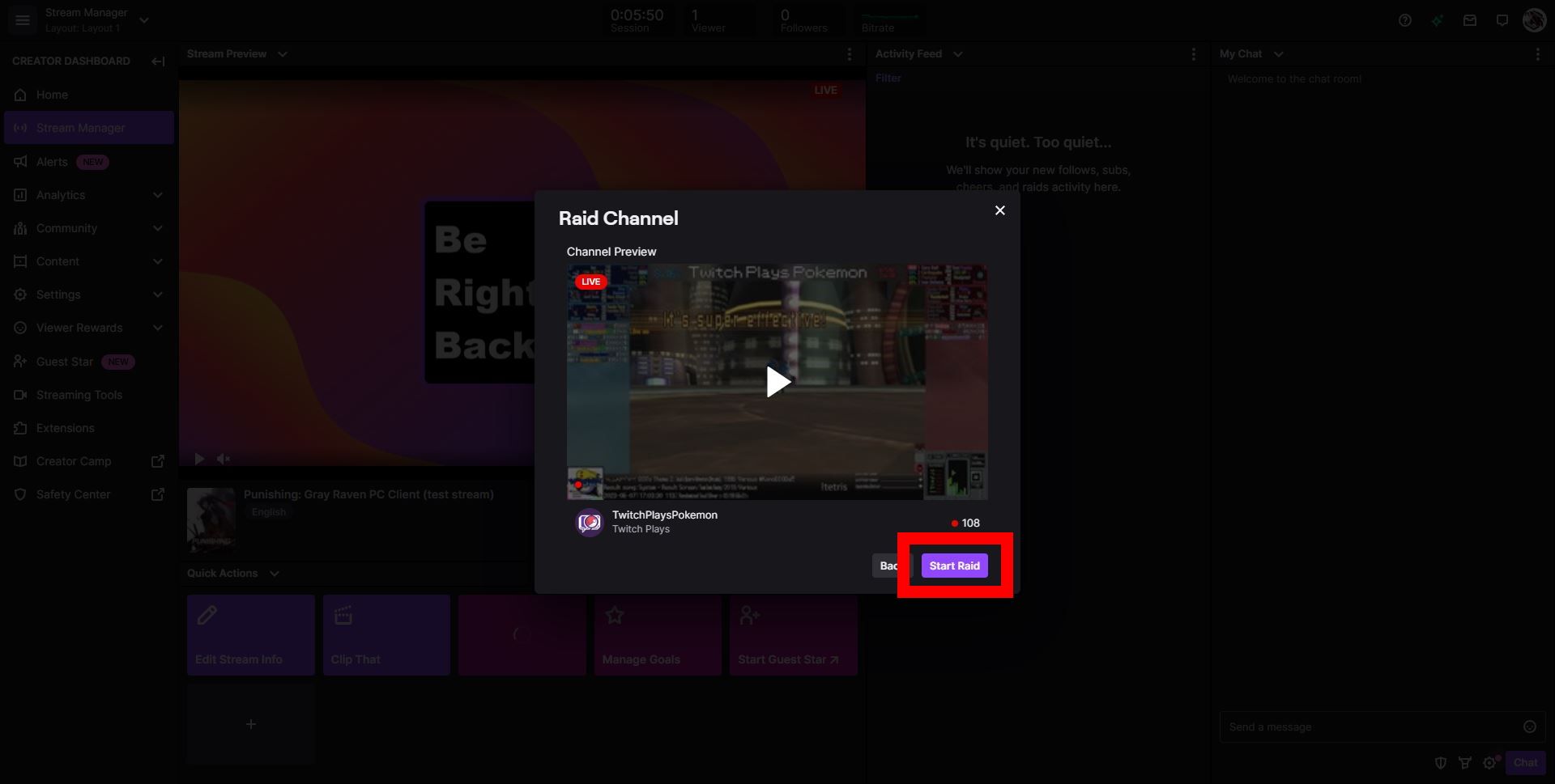 How to raid on Twitch
