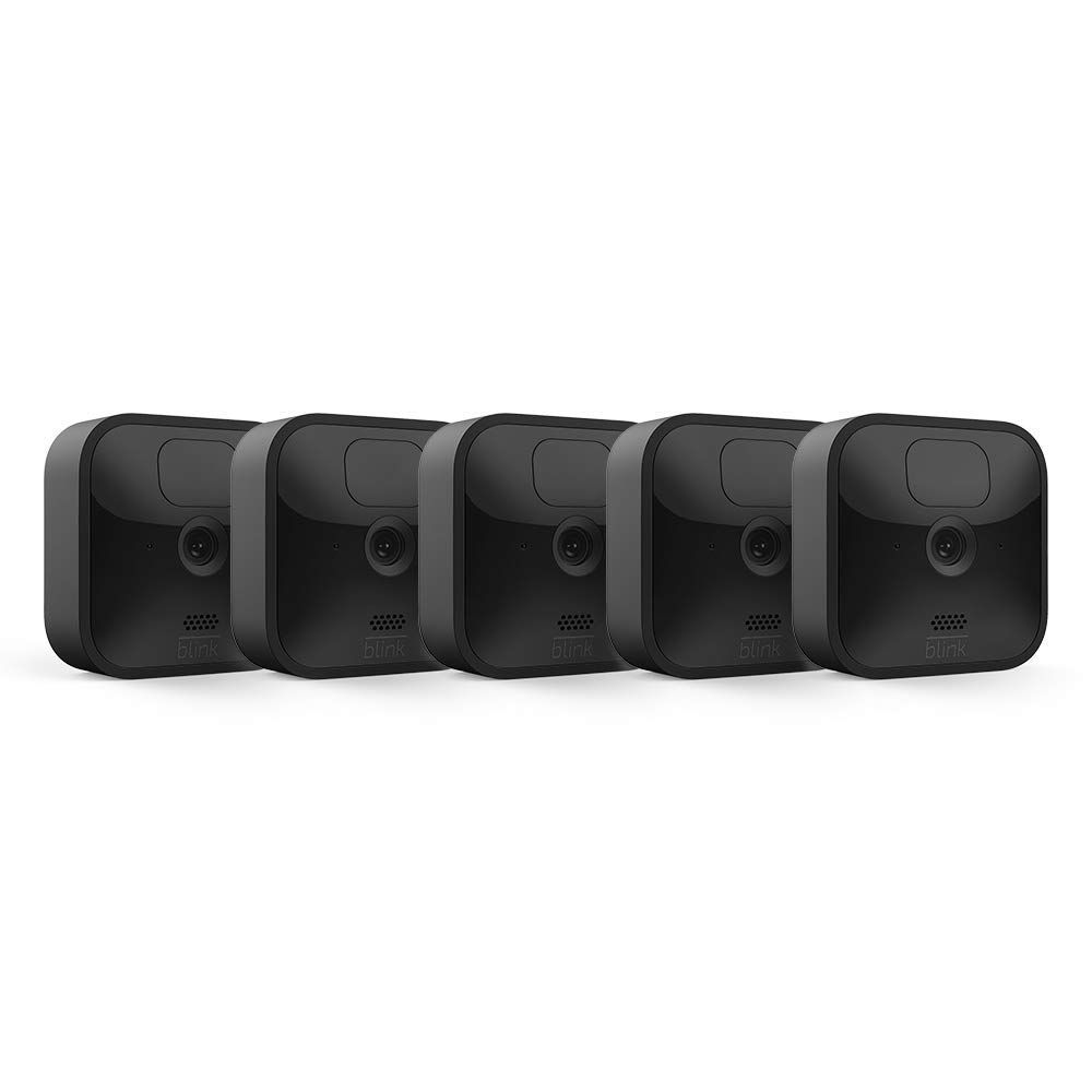 Render of five Blink Outdoor cameras