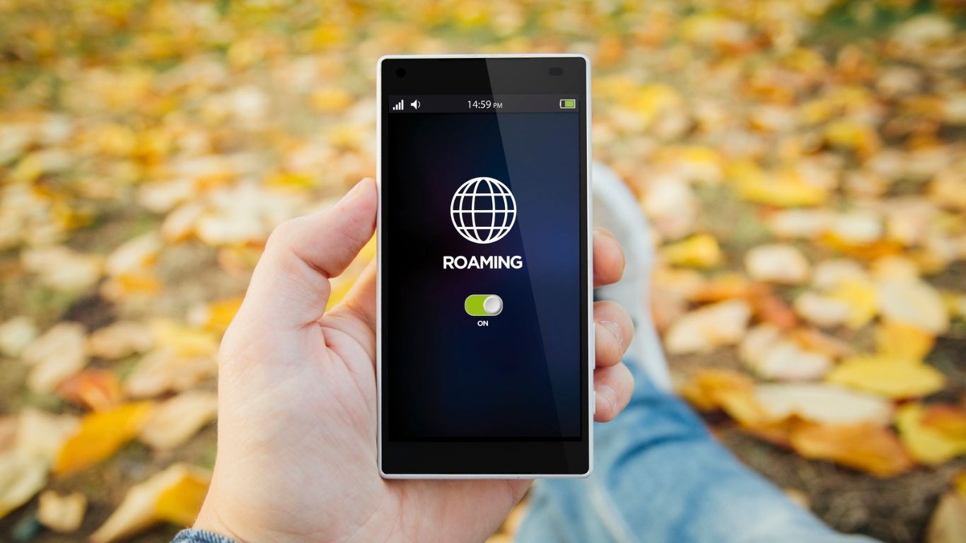 A mobile phone showing roaming toggled on