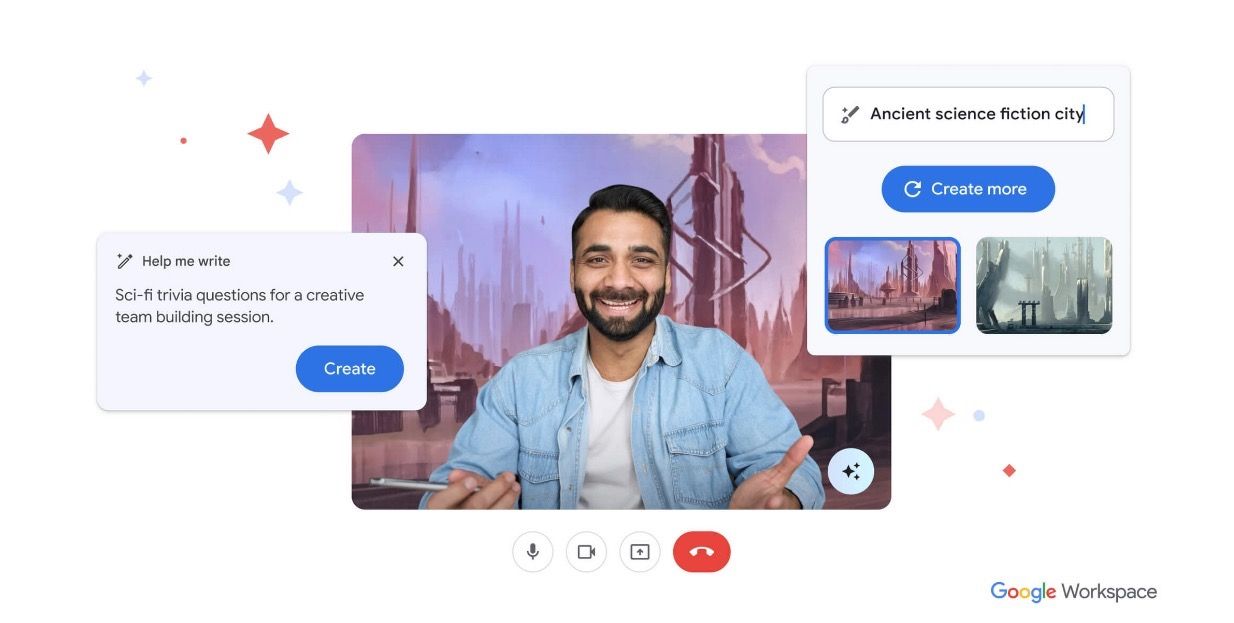Screenshot showing Duet AI working in Google Meet