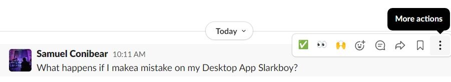 Pesan desktop Slack menunjukkan lokasi ikon untuk pengaturan menu