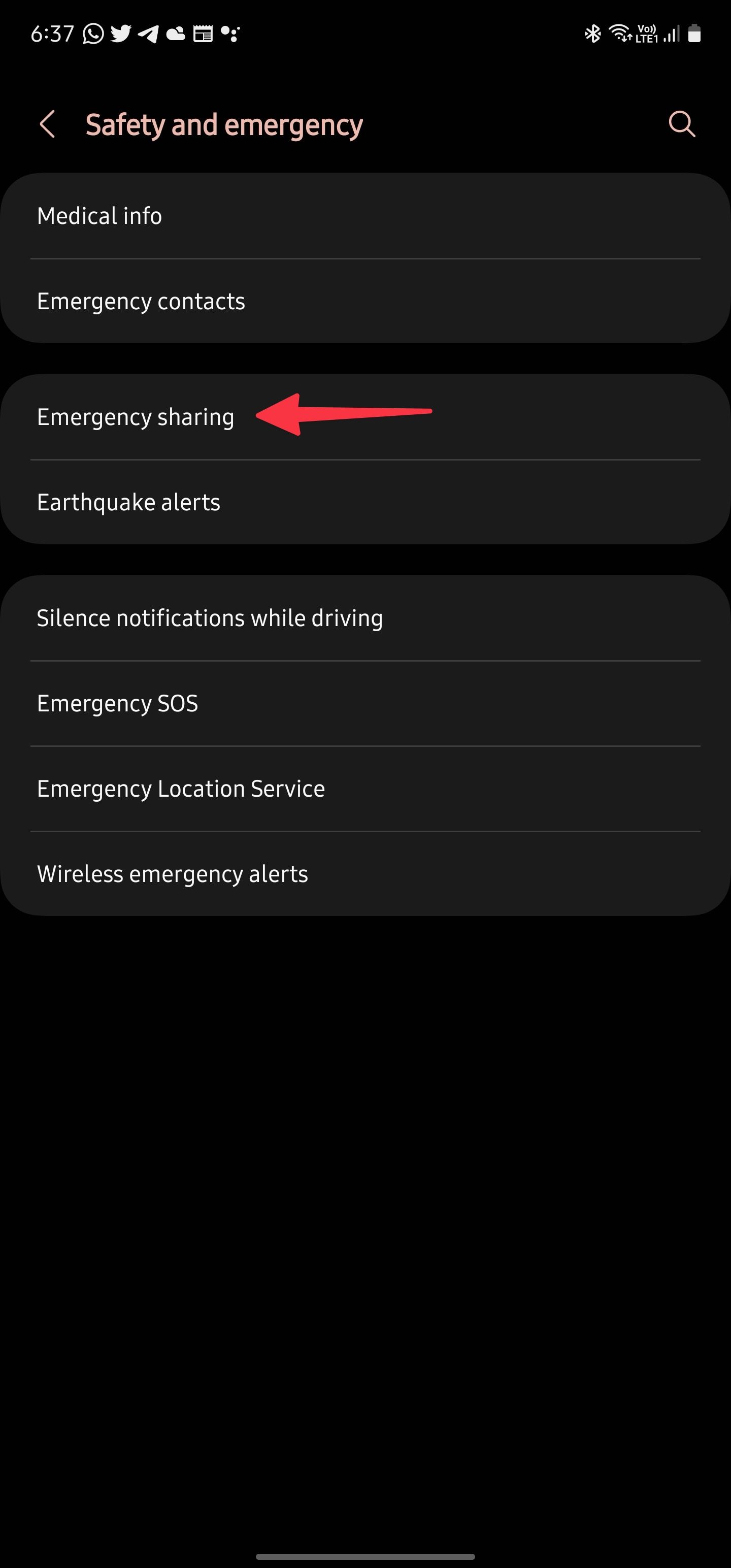 emergency SOS Samsung phone