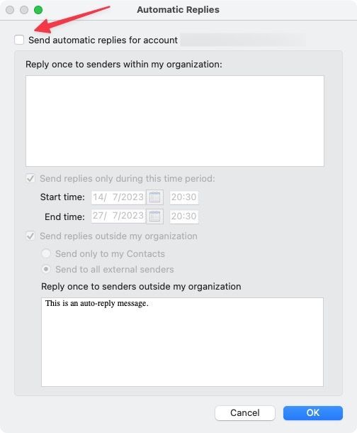 How to set an out of office message in outlook