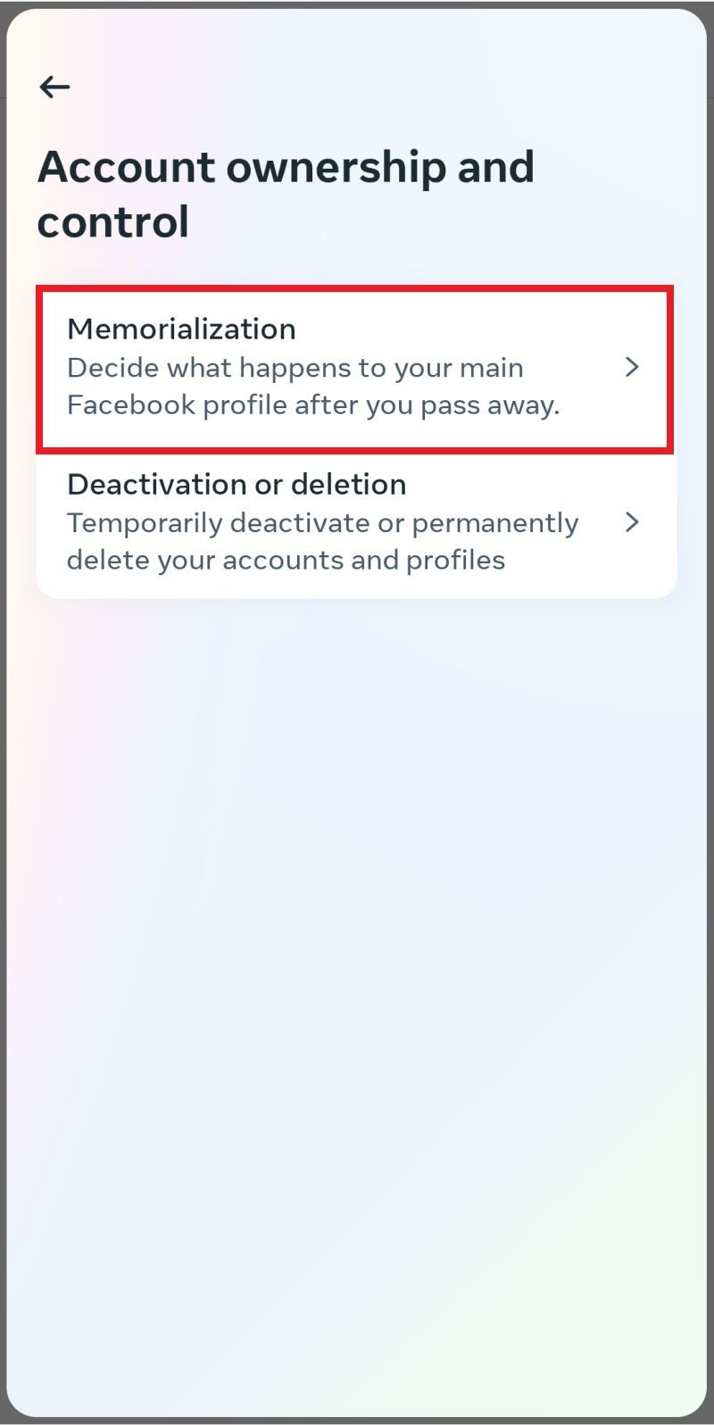 Facebook How to create a legacy contact