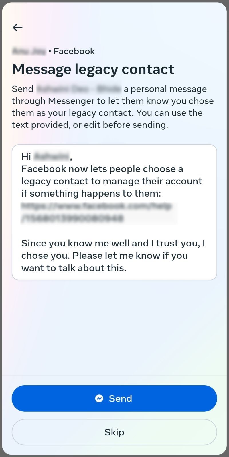 Facebook How to create a legacy contact