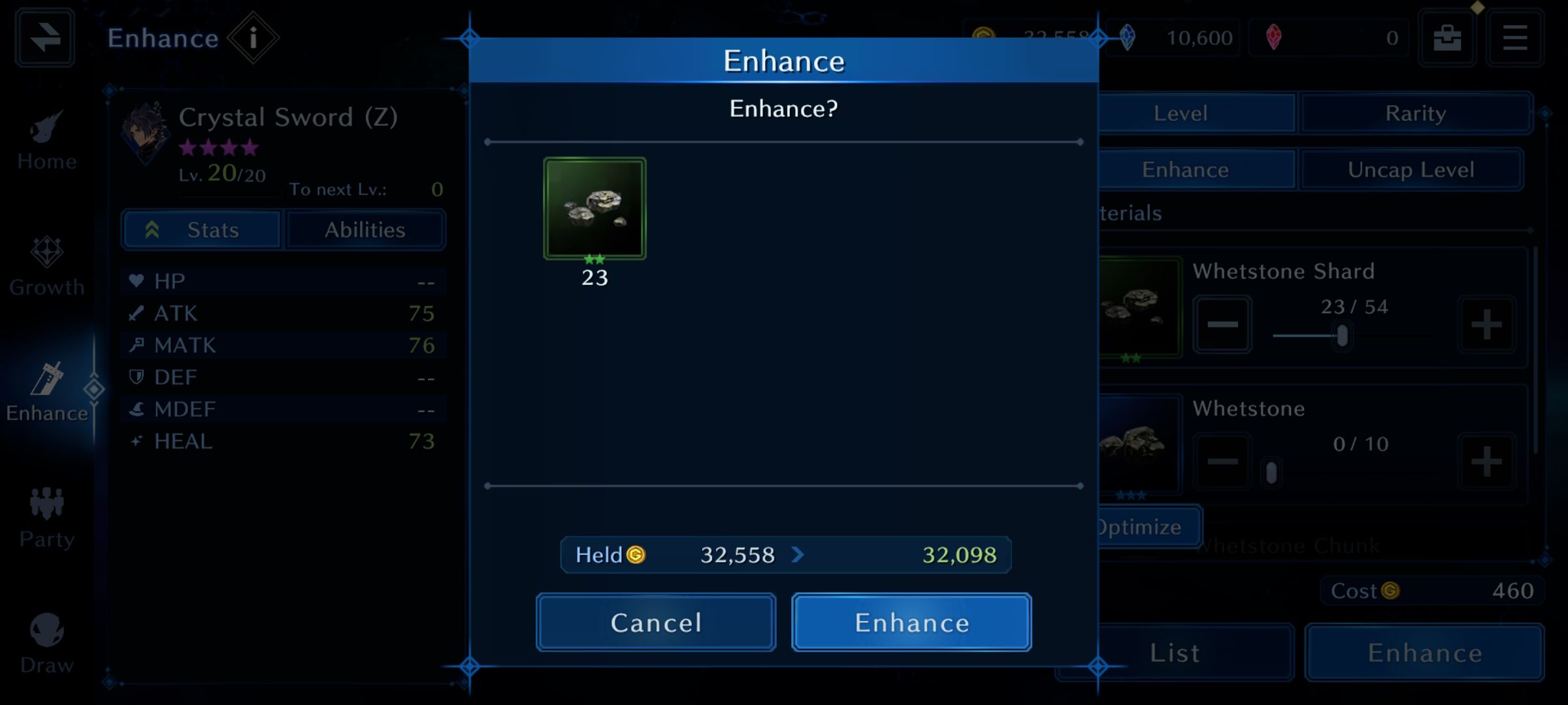 Vista previa de la confirmación de mejora de armas en Final Fantasy VII: Ever Crisis