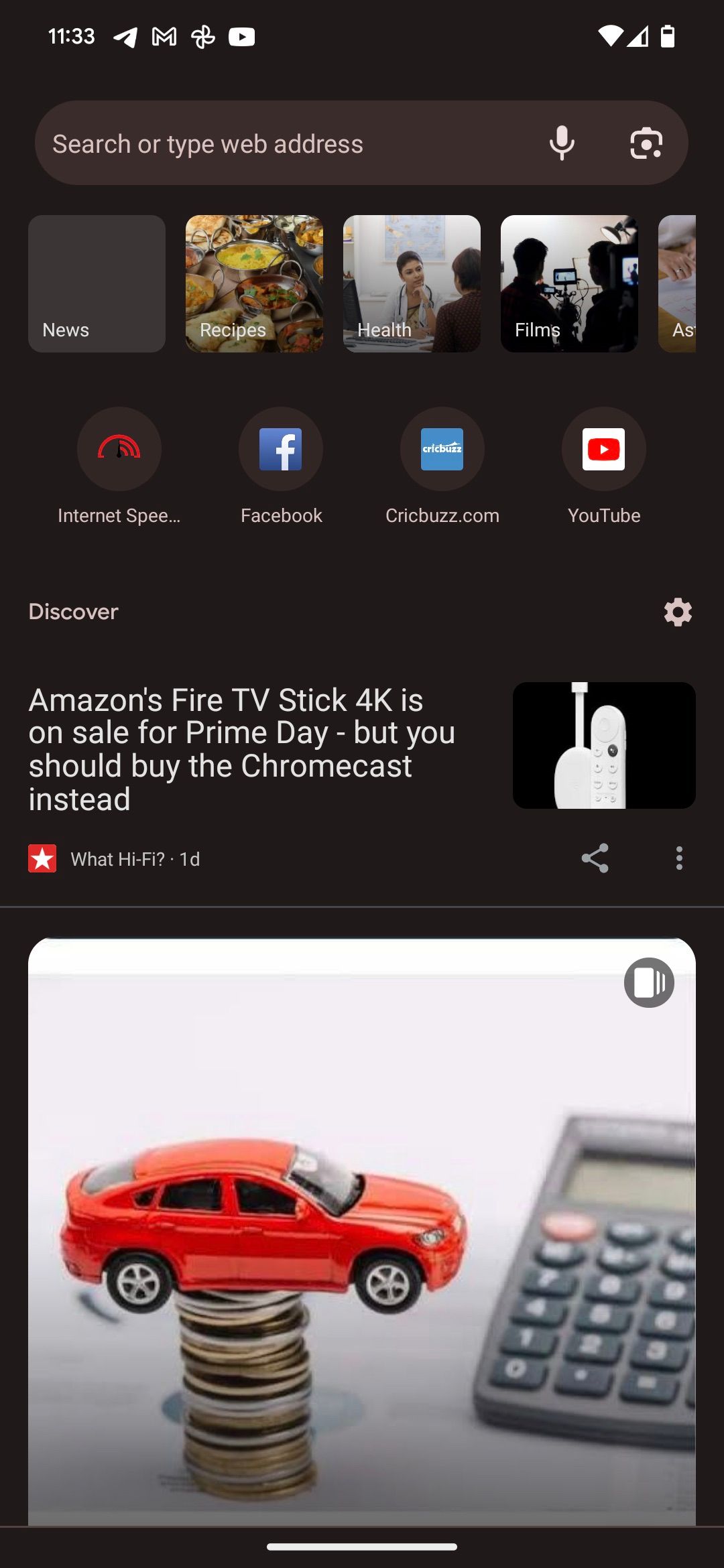 Google Discover in Google Chrome