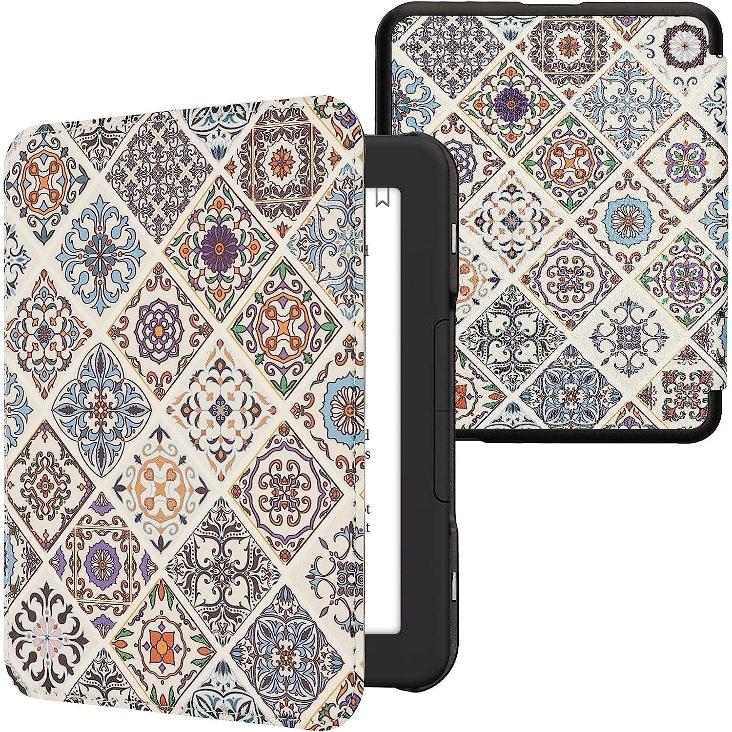 Mosaic-style kwmobile case for Nook GlowLight 4:4e on a white background