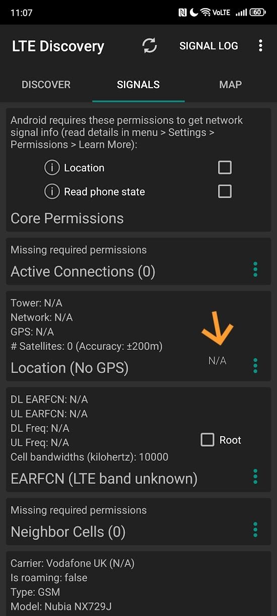 screenshot of lte discovery app details screen