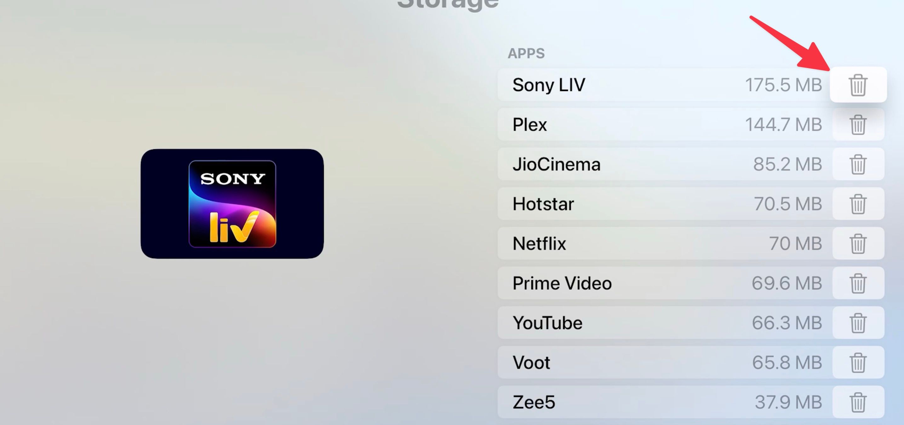 hapus aplikasi di Apple TV