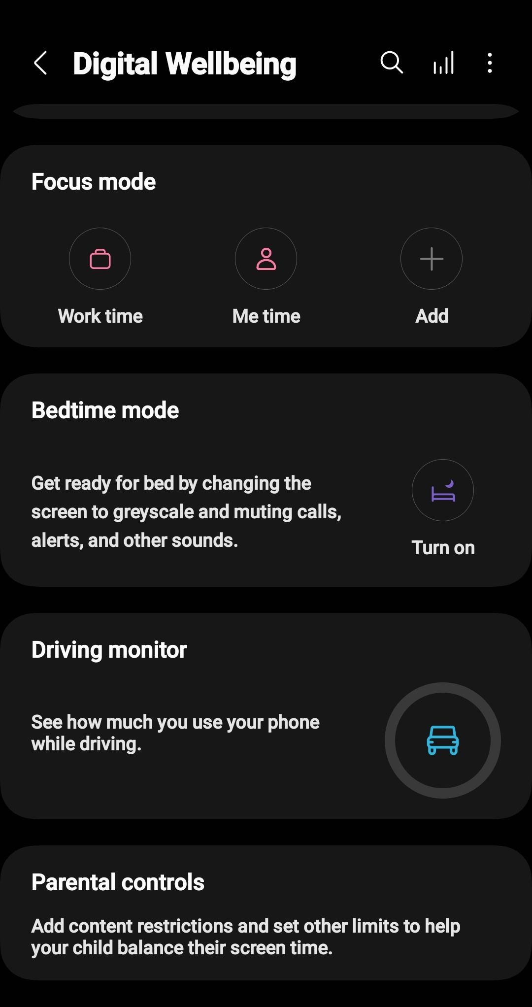 Screenshot of Android phone settings