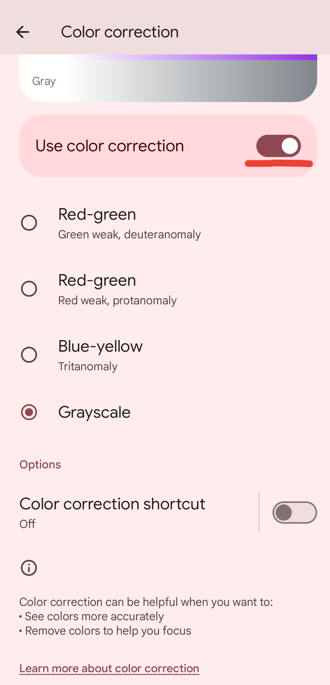 Screenshot of Google Pixel settings