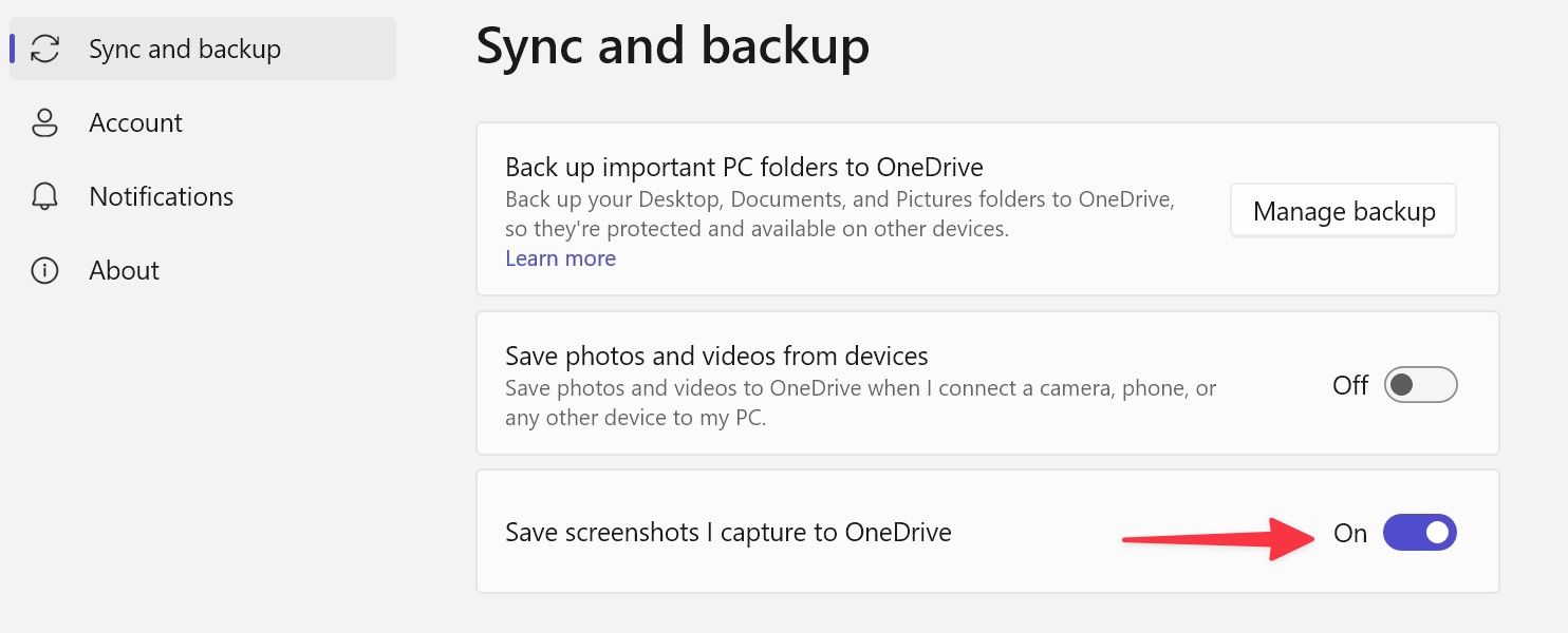 save screenshots from onedrive