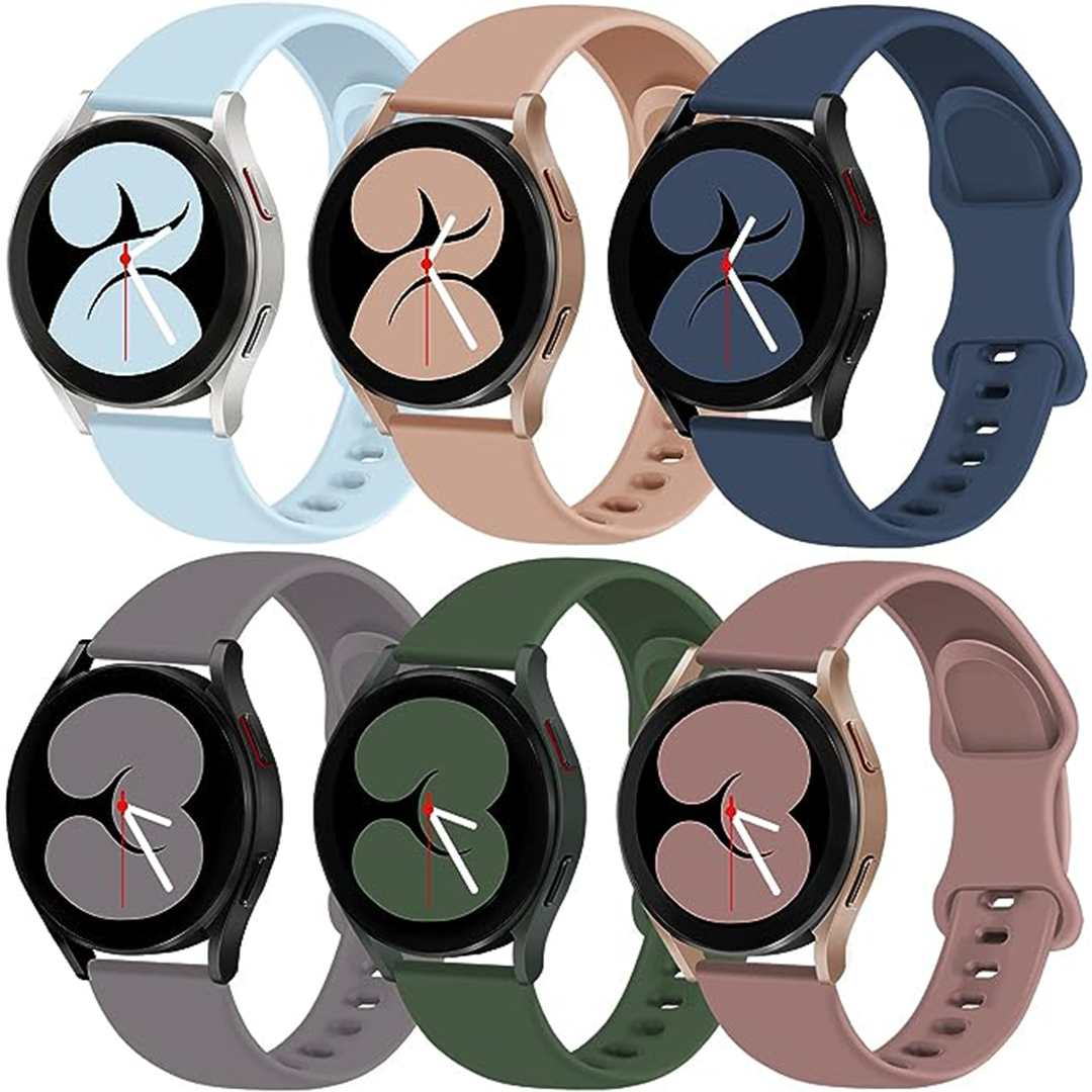 TRA Silicone Sport Band 6-Pack pictured on watches in different colors