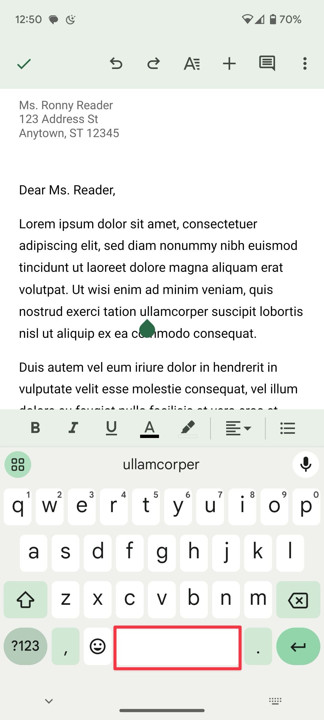 Gładzik na Gboard