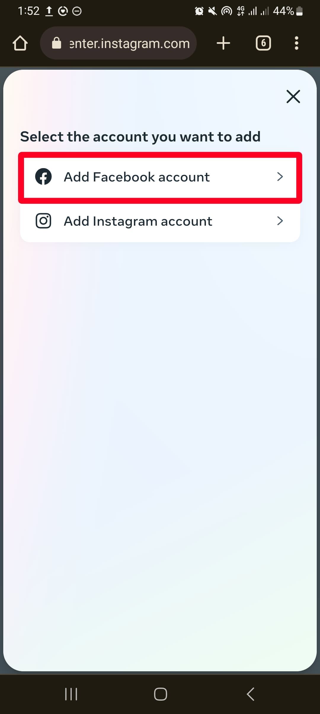 Add Fb chronicle possibility on Instagram cell browser model