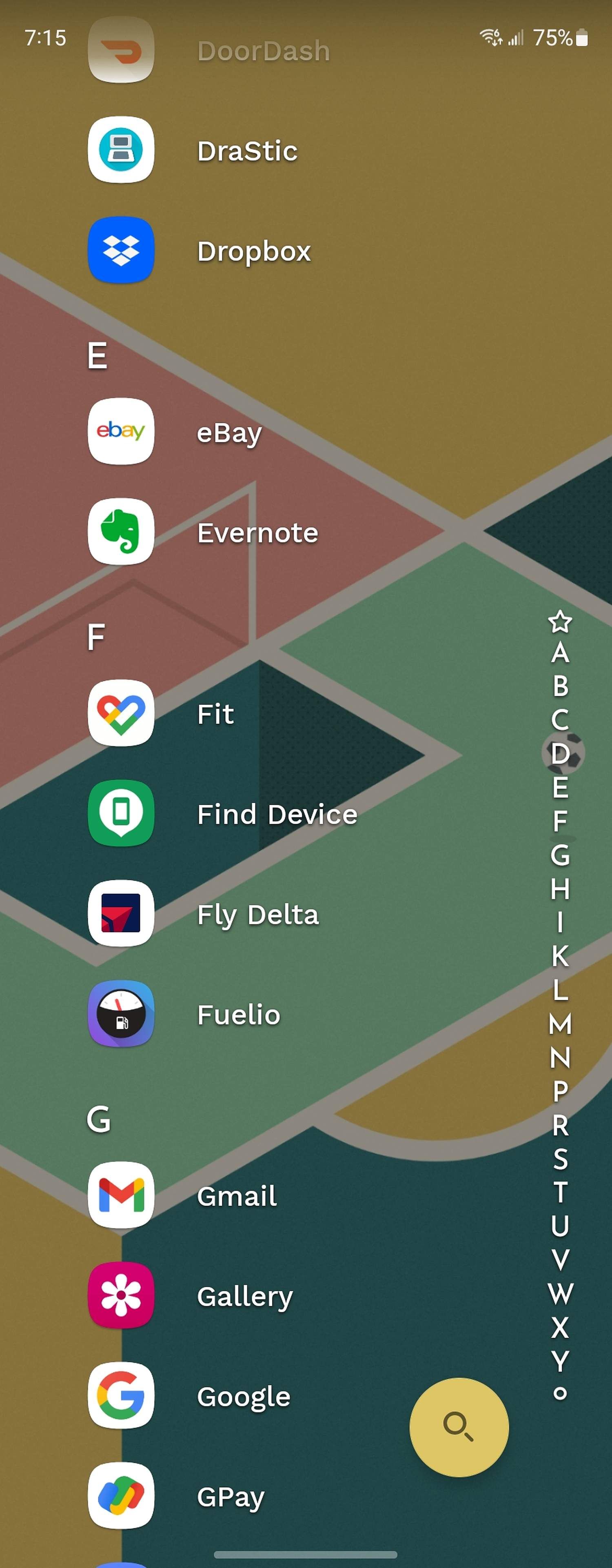The foremost Niagara app checklist on a Galaxy Z Fold 5's outer indicate