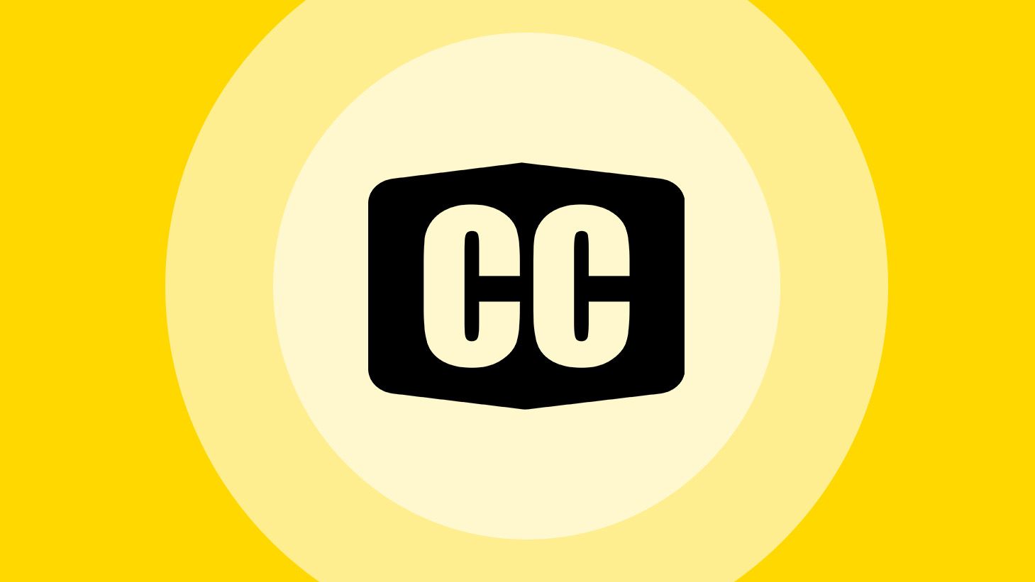 Closed Caption icon placed on a yellow background