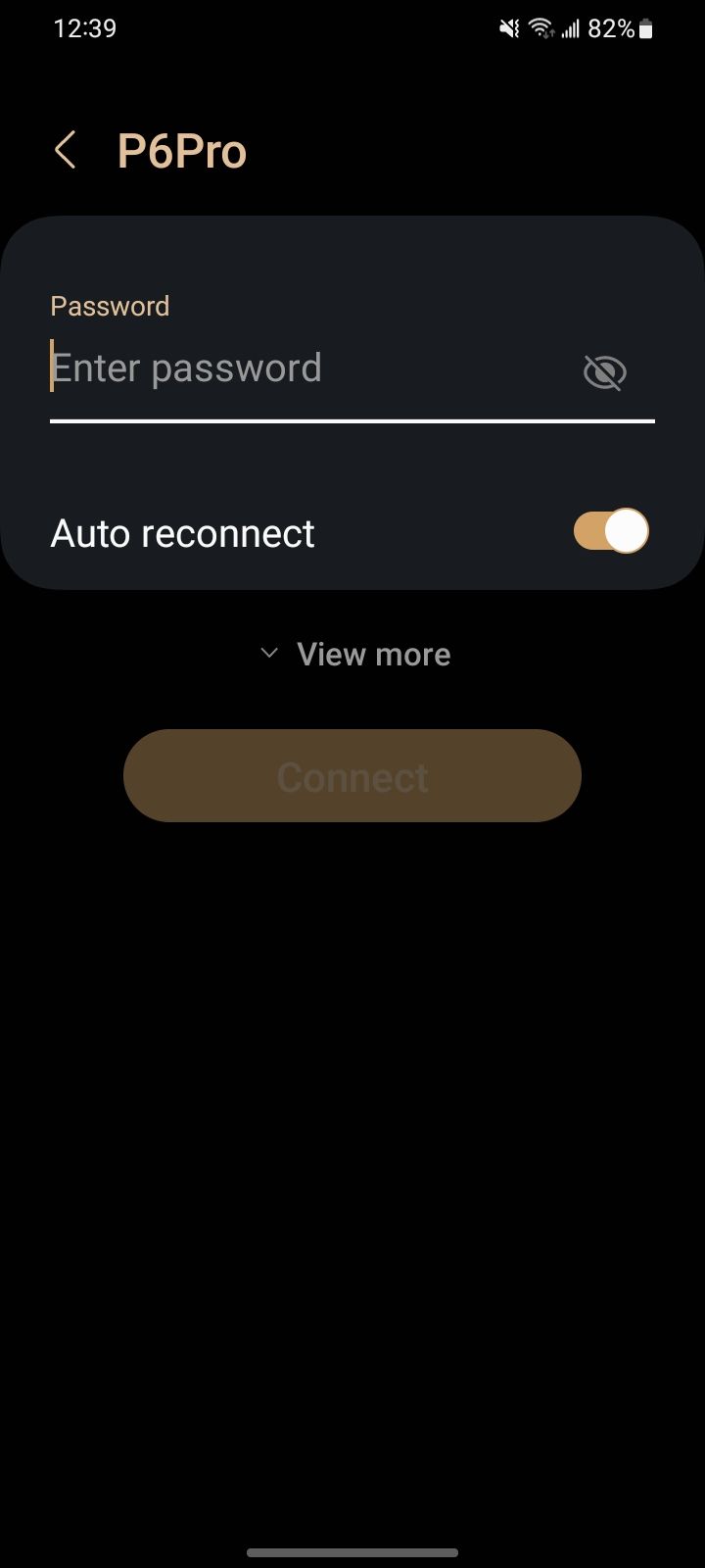 About to input the P6Pro wireless hotspot password on a Samsung Galaxy phone.