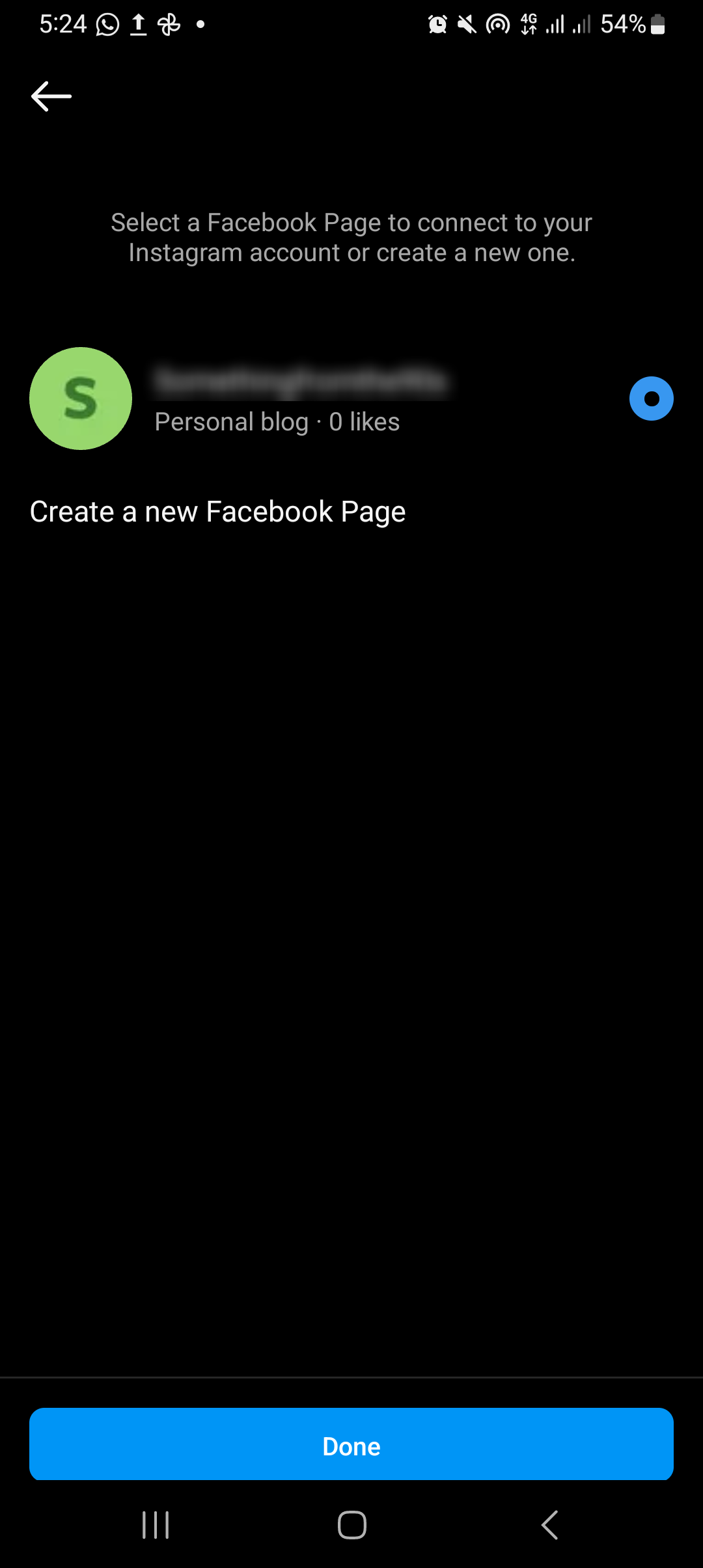 Connecting Fb online page to Instagram on the app