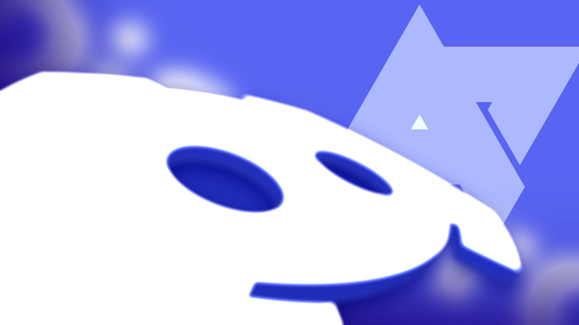 white discord robot logo intersecting with blue AP logo in blue background